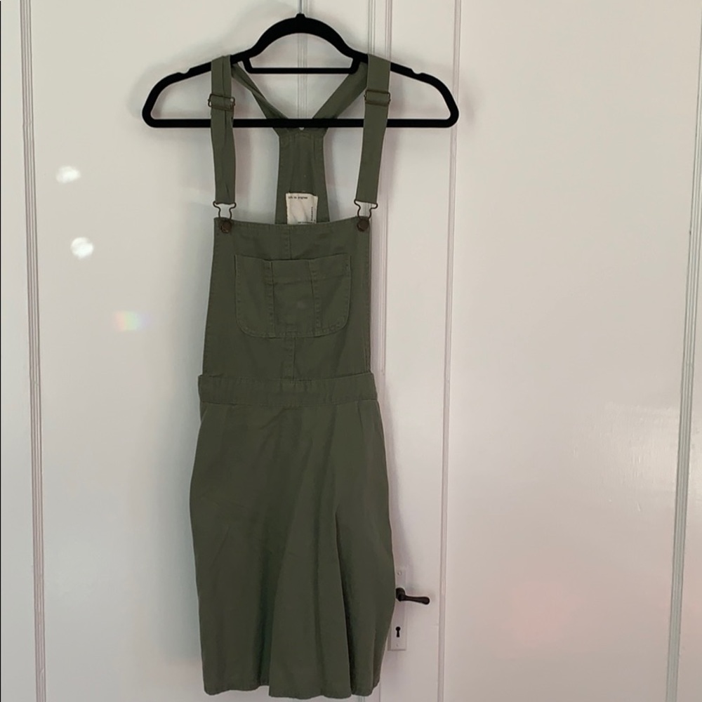 Green Khaki Overall Dress